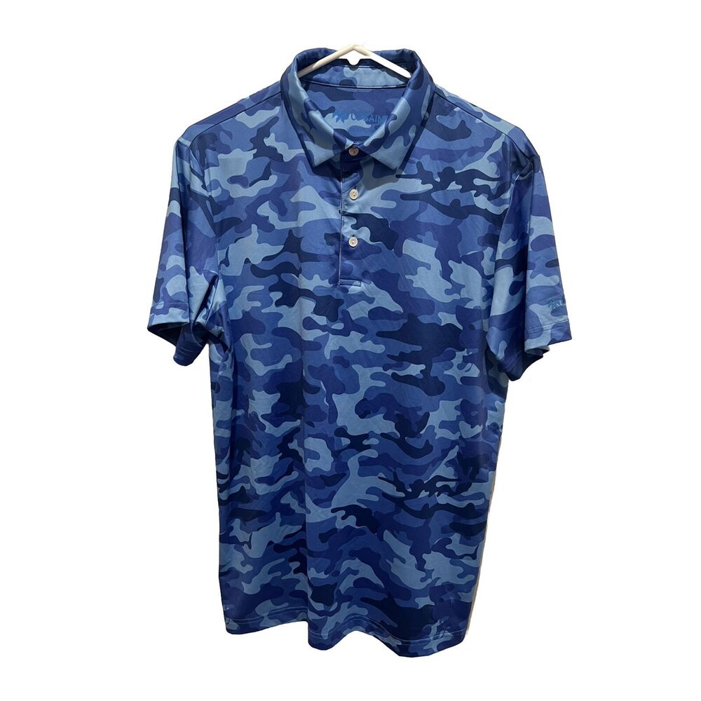UPSAINT Polo Golf Shirt Saving Private Ryan Blue CAMO MEDIUM M $74 UPF 50